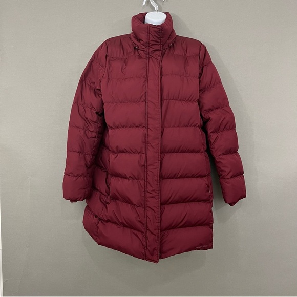 Lands End Maroon Zipper Feather Down Puller Coat - Picture 1 of 14